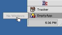 図 DeskBarのメニューでEmptyAppを選択した画面